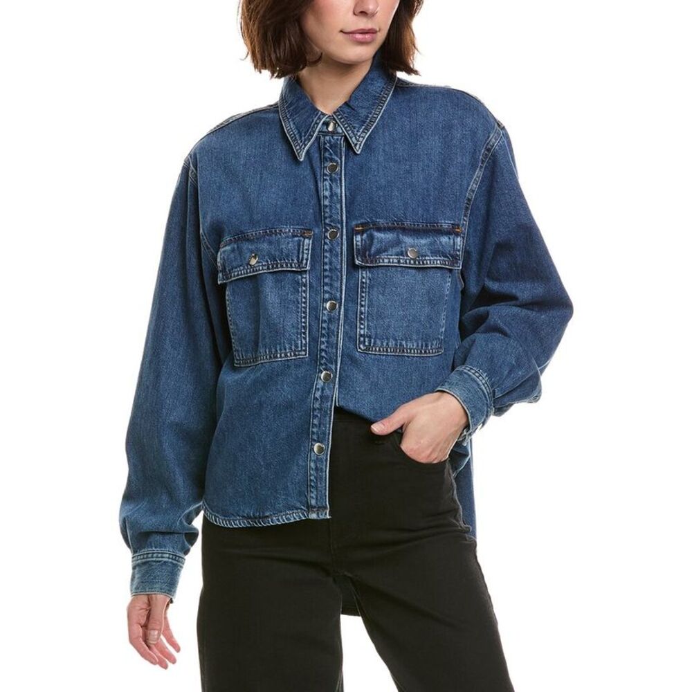 Frame Denim Womens Frame The Long Sleeve Hi Low Shirt